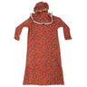Girl's Red Orange Floral One Piece Abaya Prayer Clothes with Hijab Hood - Hijaz