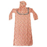 Girls Pink Floral Women's Loose Prayer Clothes Abaya Gown With Hijab - Hijaz