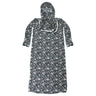 Girls Black with White Floral Women's Loose Prayer Clothes Abaya Gown With Hijab - Hijaz