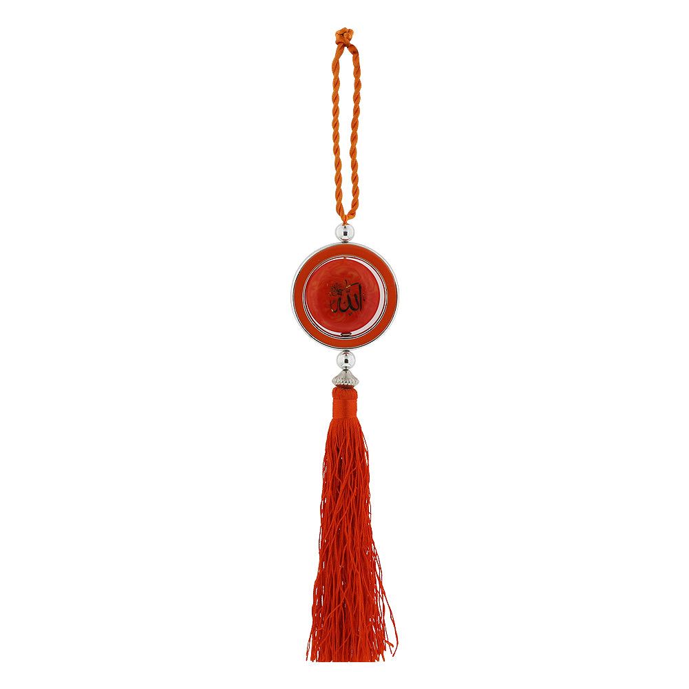 Orange Tassel with Round Glass Car Hanging - Hijaz