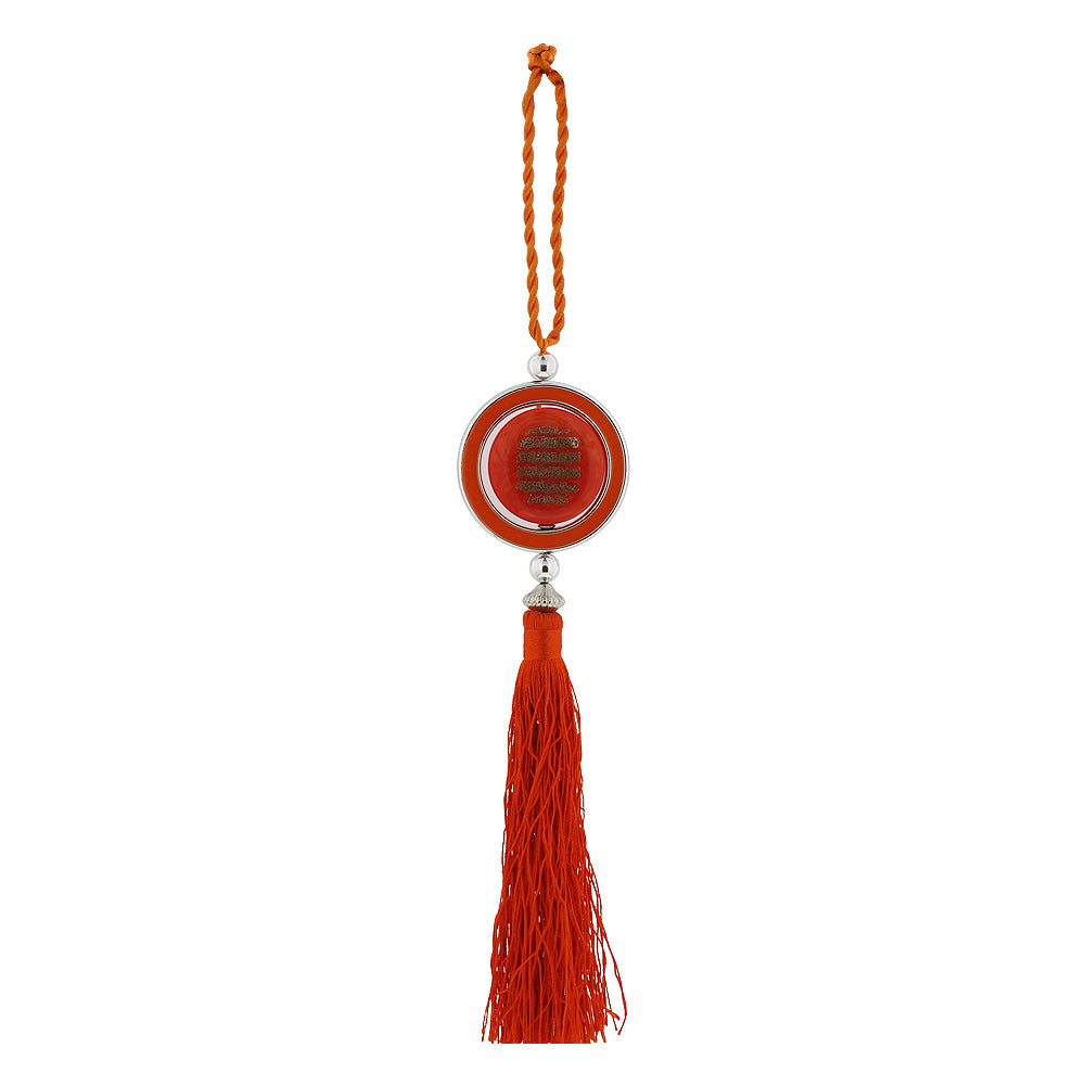 Orange Tassel with Round Glass Car Hanging - Hijaz