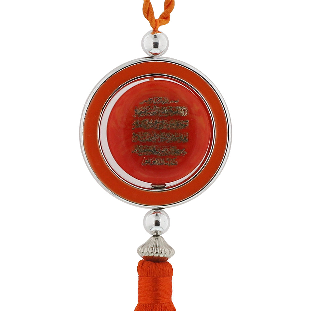 Orange Tassel with Round Glass Car Hanging - Hijaz