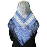 Gray and Blue Women's Headscarf Hijab with Wave Pattern Print - Hijaz