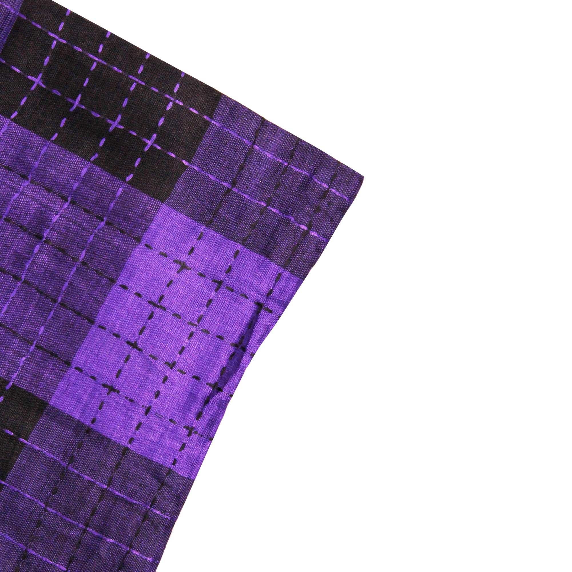 Violet and Black Plaid Checkered Design Rectangle Women's Scarf with Tassles - Hijaz