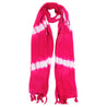 Magenta and White Tie-dye Rectangle Women's Scarf with Tassles - Hijaz