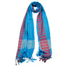 Powder Blue Soft Rectangle Women's Scarf with Tassle Orange Stitch Design - Hijaz