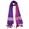 Violet Purple Soft Rectangle Women's Scarf with Tassle Orange Stitch Design - Hijaz