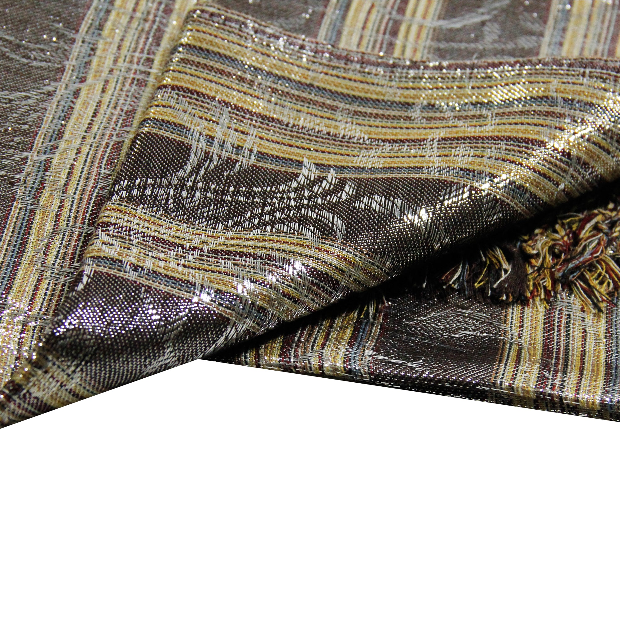 Tan and Brown Shiny Rectangle Women's with Horizontal Pattern Print - Hijaz