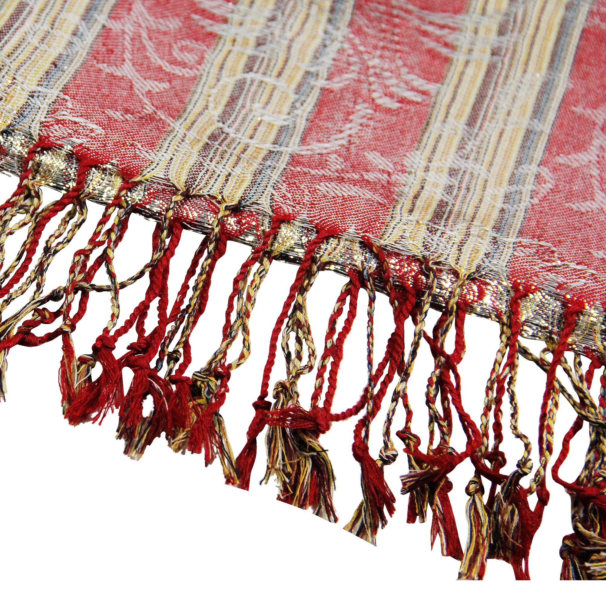 Tan and Red Shiny Rectangle Women's with Horizontal Pattern Print - Hijaz