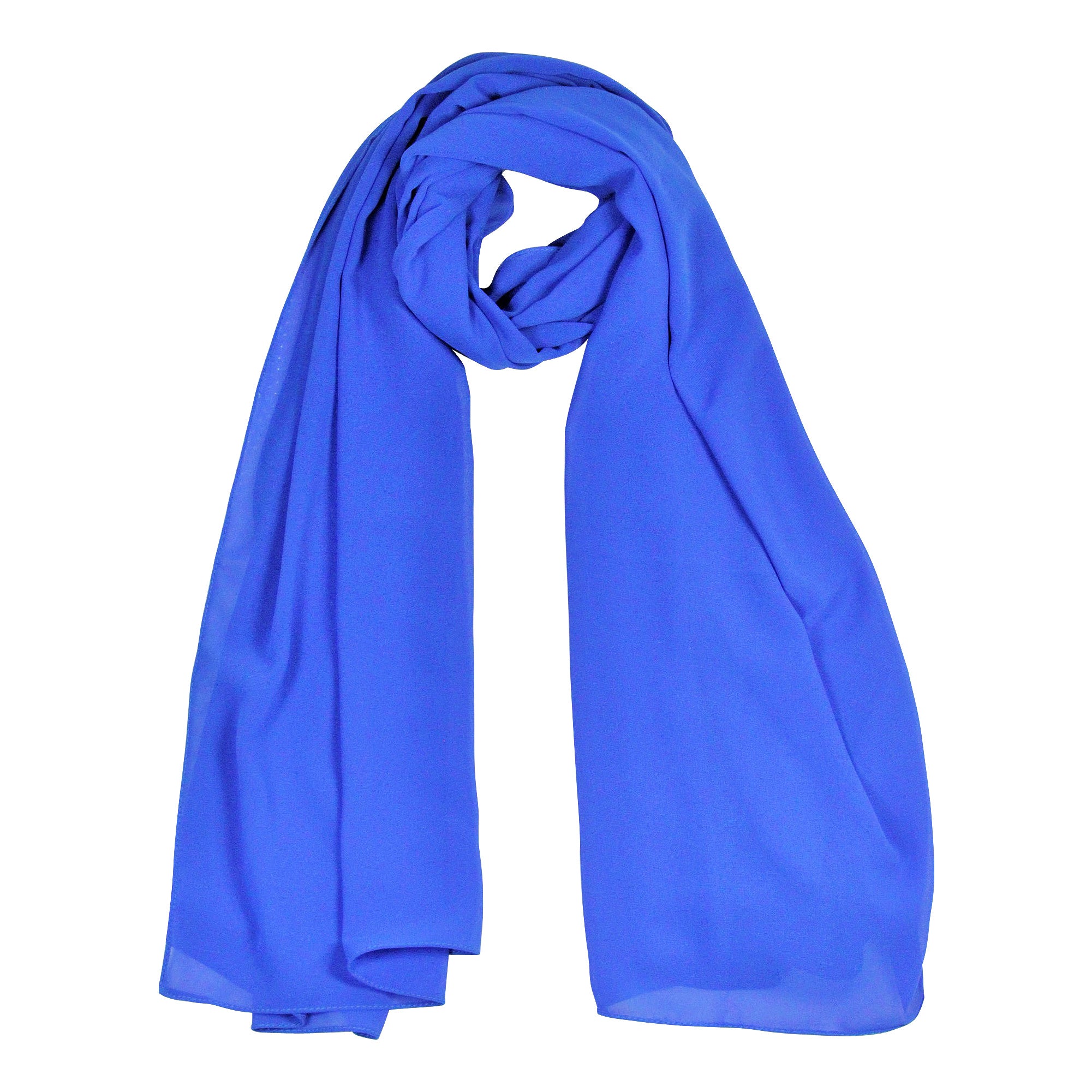 Royal Blue Lightweight Soft Sheer Chiffon Scarf Long Womens Head Wrap Shawl - Hijaz