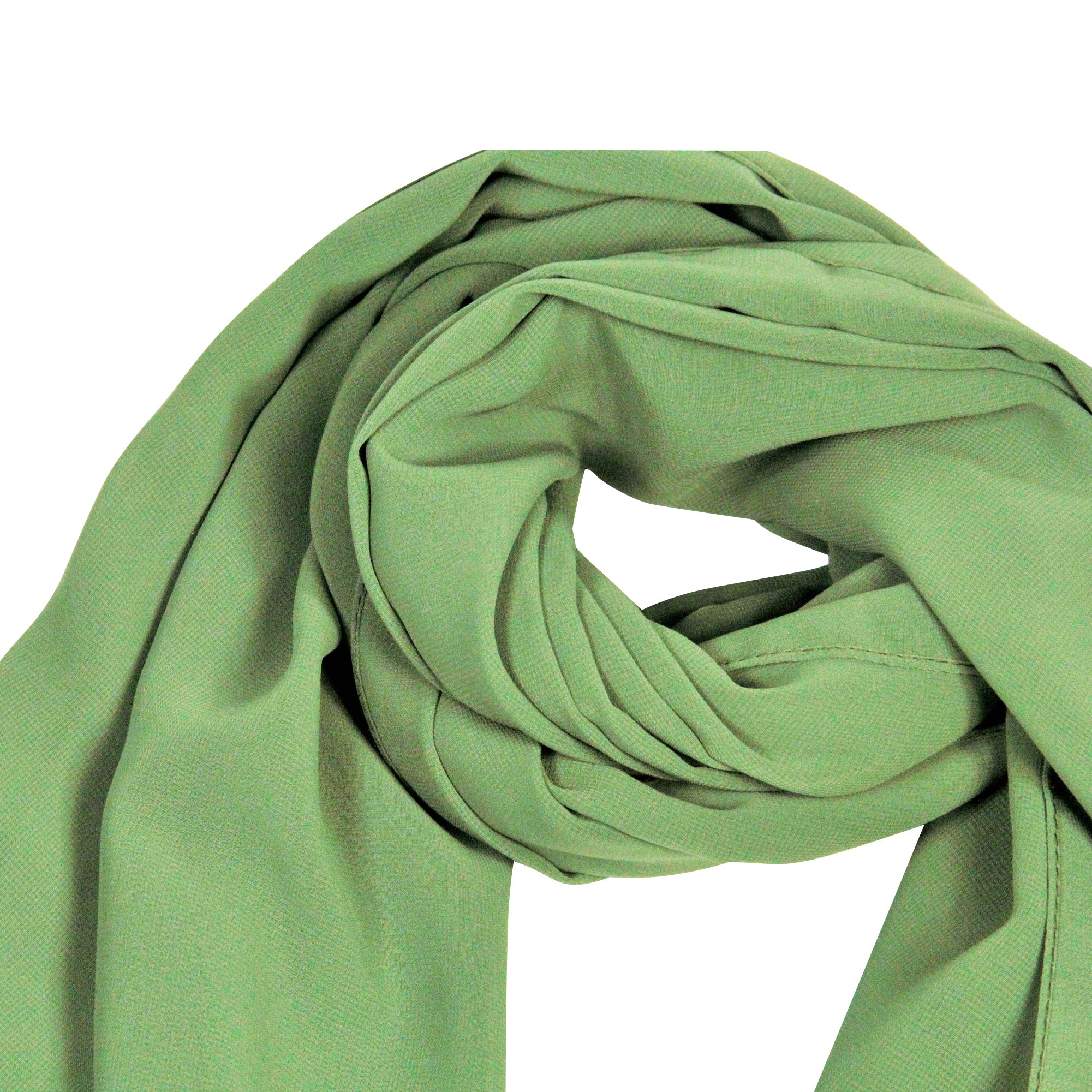Savannah Green Lightweight Soft Sheer Chiffon Scarf Long Womens Head Wrap Shawl - Hijaz