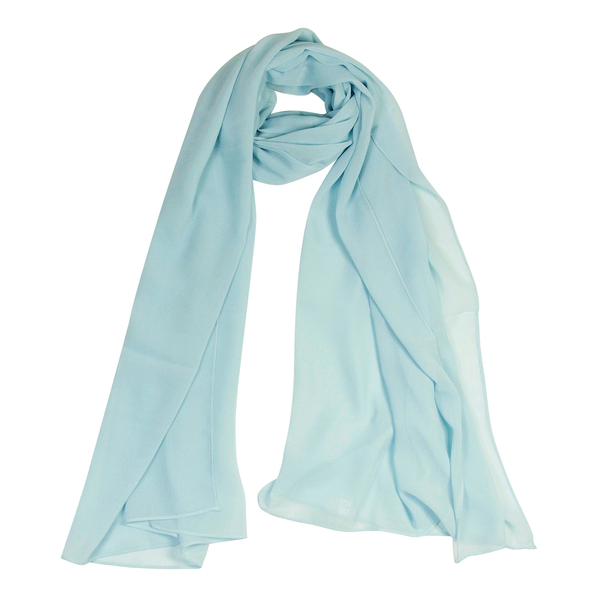 Sky Blue Lightweight Soft Sheer Chiffon Scarf Long Womens Head Wrap Shawl - Hijaz