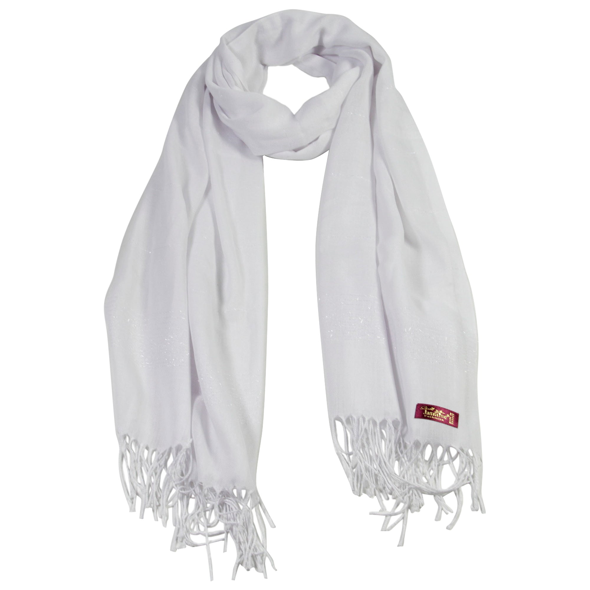 Plain White Soft Pashmina Scarf Long Women's Shawl Head Wrap - Hijaz