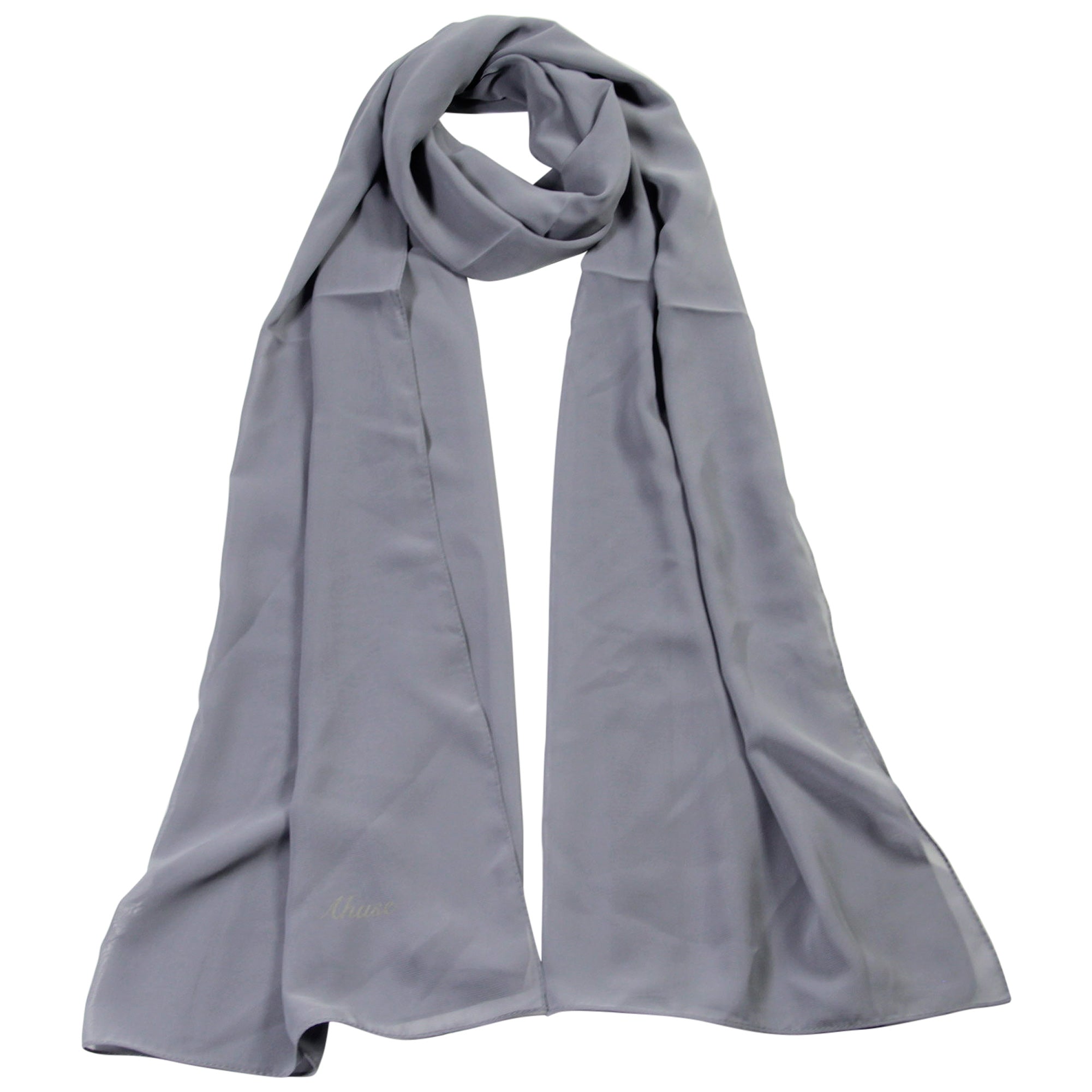 Plain Gray Turkish Soft Sheer Chiffon Scarf Long Women's Shawl Head Wrap - Hijaz