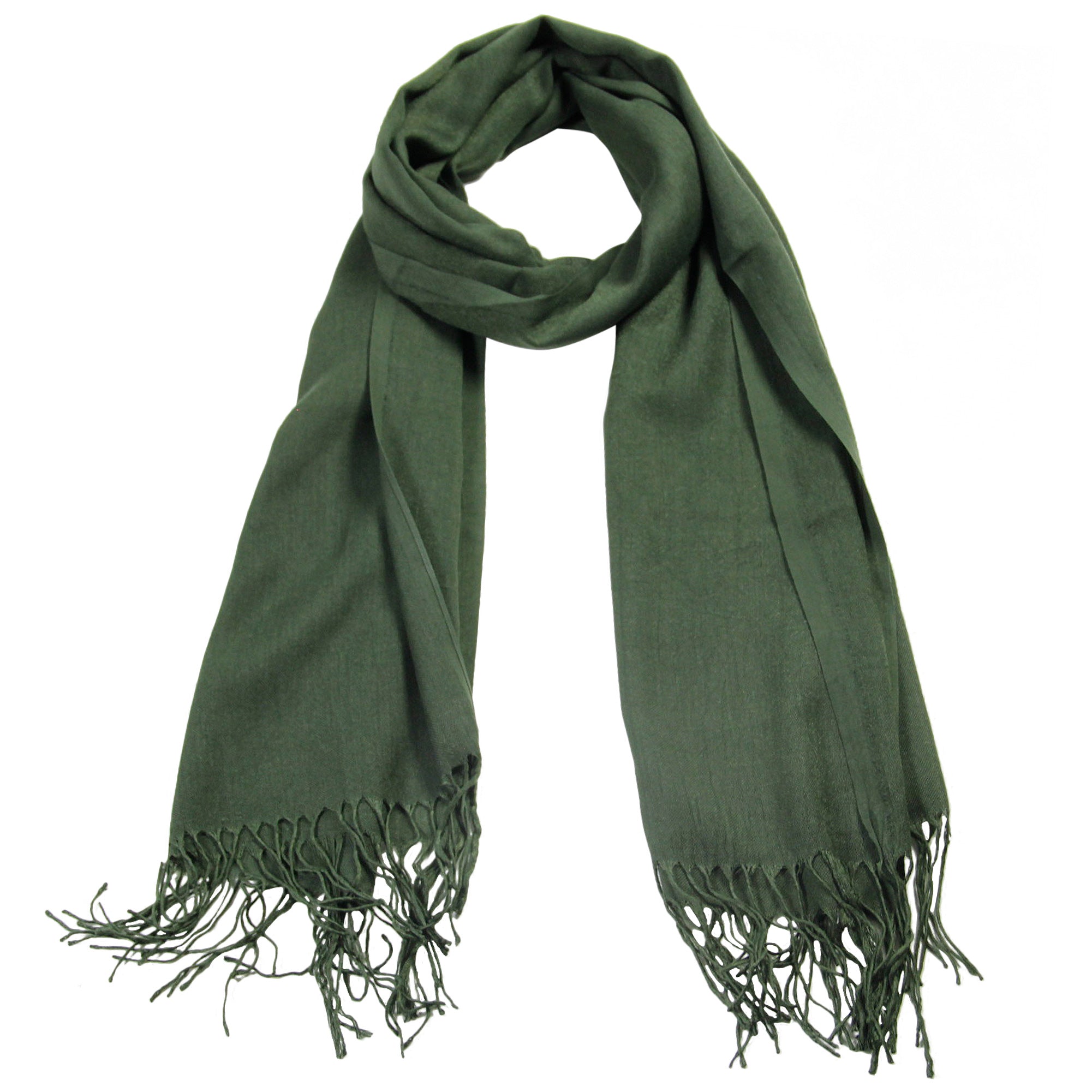 Plain Green Soft Pashmina Scarf Long Women's Shawl Head Wrap - Hijaz