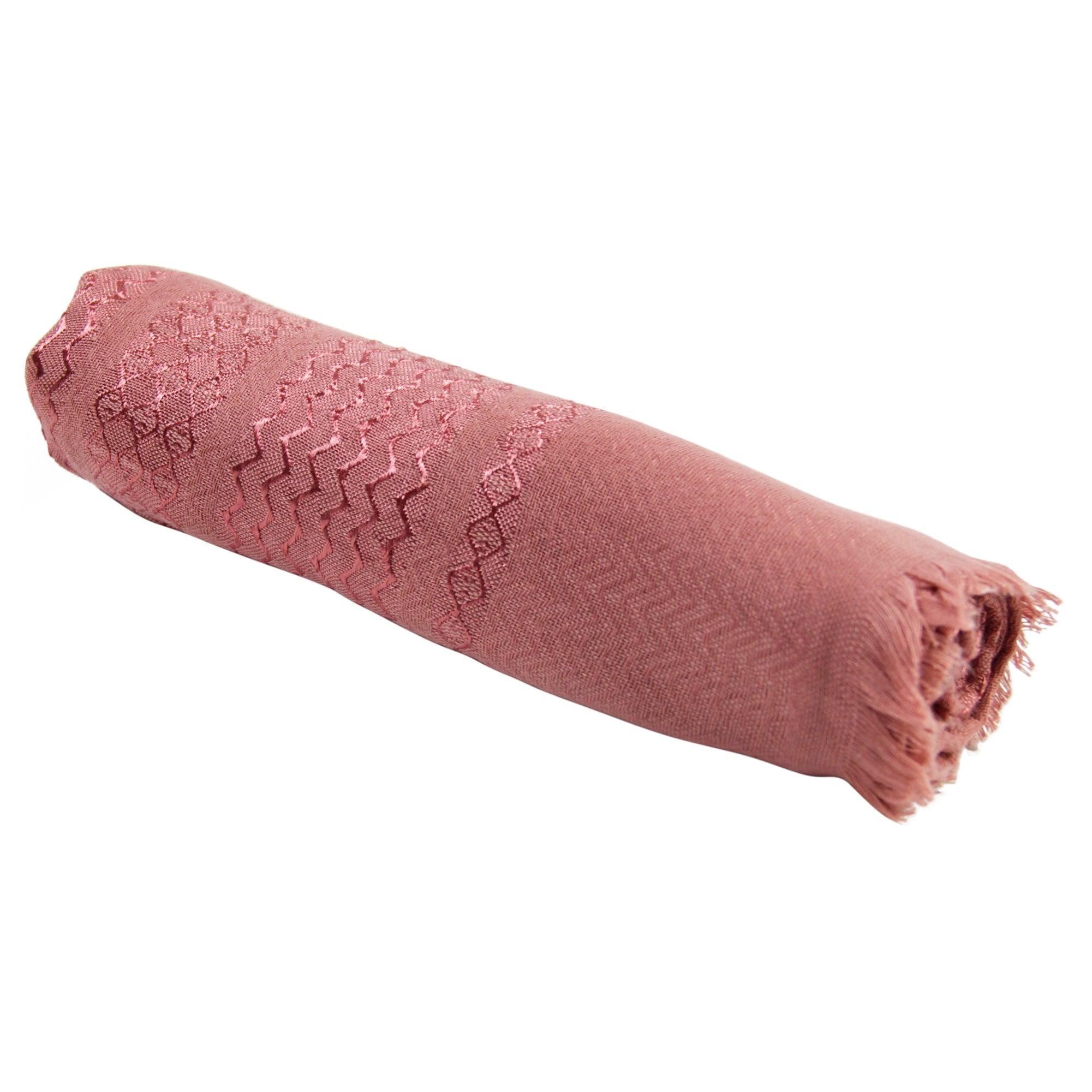 Hot Pink Soft Pashmina Scarf Long Women's Shawl Head Wrap with Stitch Design - Hijaz