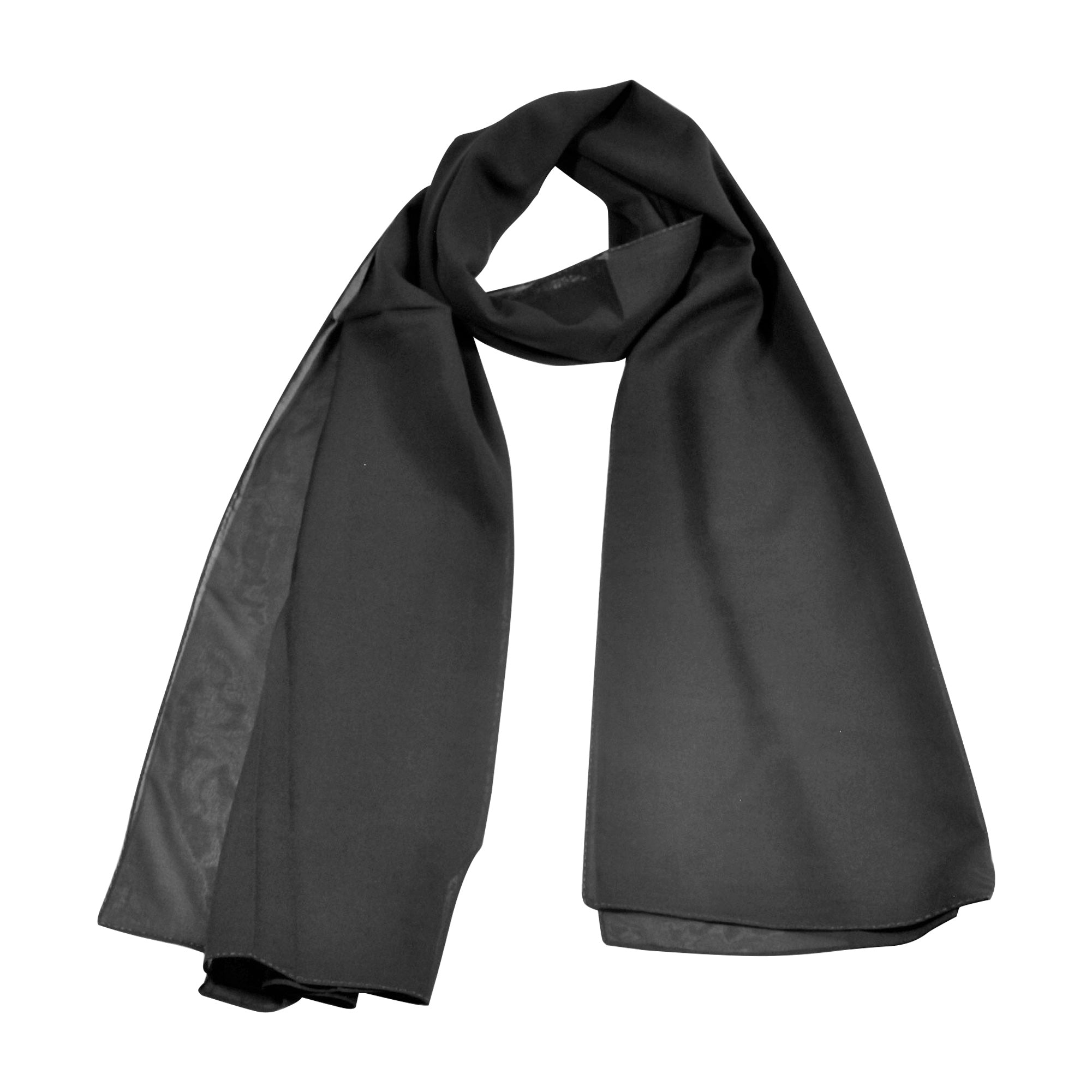 Plain Black Breathable Turkish Chiffon Women's Scarf Head wrap Shawl - Hijaz