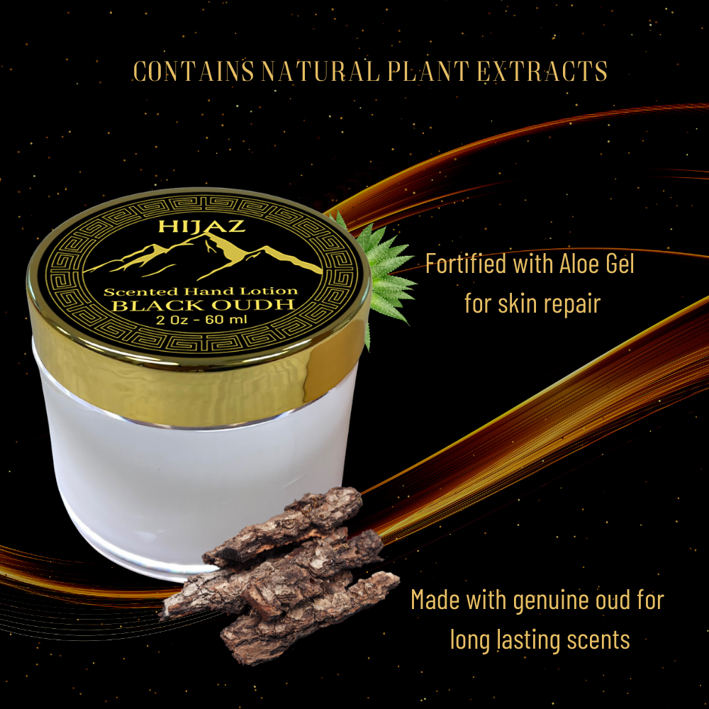 2Oz Black Oudh Natural Scented Hand and Body Lotion for Dryness With Aloe - Hijaz
