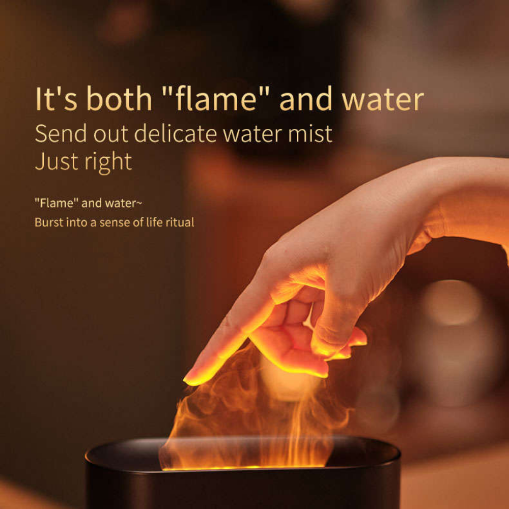Simulated Flame Auto Shut-Off Portable Humidifier with Essential Oil Diffuser - Hijaz