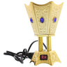 Hexagonal Electric Bakhoor Burner Floral Design Gold Tone with Stone - Hijaz