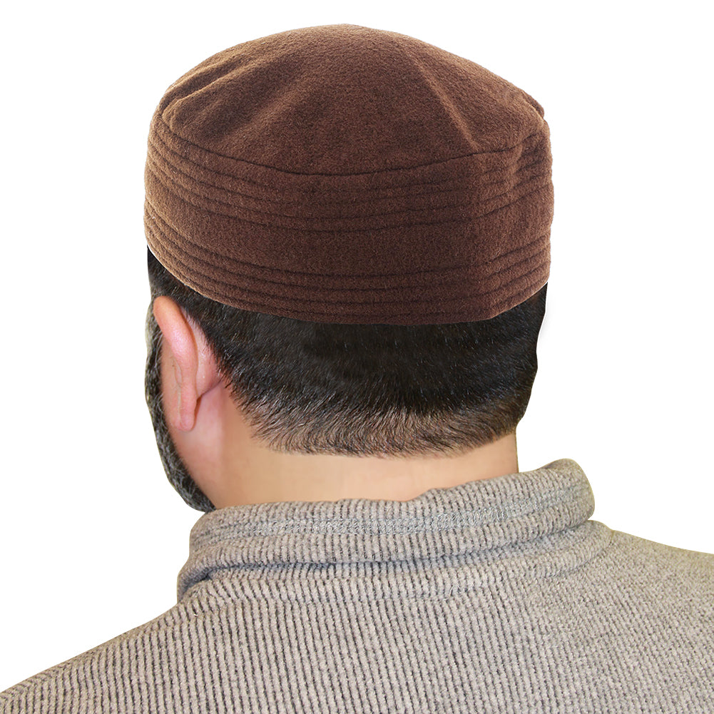 Afghan Woolen Kufi Hat Mens Prayer Cap with Polyester Inner Lining - Hijaz