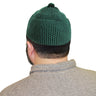 Forest Green Knit Mens Prayer Cap Kufi Hat Beanie With Puff - Hijaz