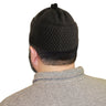 Dark Brown Knit Mens Prayer Cap Kufi Hat Beanie With Puff - Hijaz