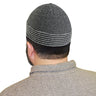 Black and White Micro Chevron Mens Prayer Cap Kufi Hat - Hijaz