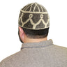 Warm Gray Mens Prayer Cap Kufi Hat Beanie with Tan Designs - Hijaz