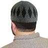 Gray Mens Prayer Cap Kufi Hat with Black Diamond Stitch Pattern - Hijaz