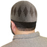 Light Brown Mens Prayer Cap Kufi Hat with Brown Diamond Stitch Pattern - Hijaz