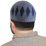 Blue Mens Prayer Cap KufiHat with Diamond Stitch Pattern - Hijaz