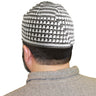 White and Gray Multi pattern Mens Prayer Cap Kufi Hat - Hijaz