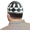 White and Gray Mens Kufi Prayer Cap Hat with Diamond Pattern - Hijaz