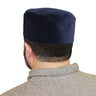 Navy Blue Soft Suede Crown Mens Prayer Cap Kufi Hat - Hijaz