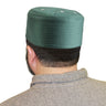 Green Polyester Mens Prayer Cap Kufi Hat with Grommets - Hijaz
