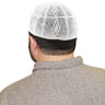 Cotton White Knit Diamond Shape Mens Prayer Kufi Hat Circumference - Hijaz