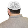 Cotton White Knit Diamond Design Mens Prayer Kufi Hat Circumference - Hijaz
