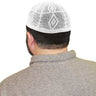 Cotton White Knit Diamond Pattern Mens Prayer Kufi Hat Circumference - Hijaz