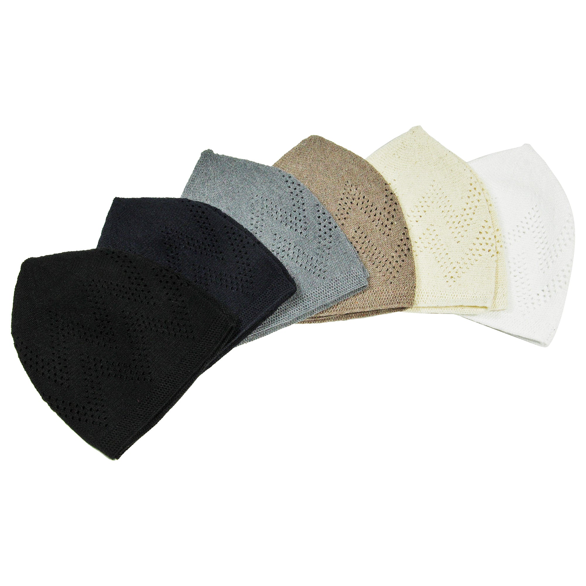 One Size Solid Plain Color Turkish Cotton Skull Cap Kufi Beanie Sawtooth Design - Hijaz