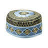 Blue and Brown Men's Hard Embroidered Kufi Skull Cap Topi with Diamond Border-22.5 - Hijaz