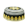 Black and Gold Men's Hard Embroidered Kufi Skull Cap Topi with Diamond Border-23 - Hijaz