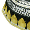 Black and Gold Men's Hard Embroidered Kufi Skull Cap Topi with Diamond Border-23 - Hijaz