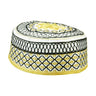 Black and Gold Men's Hard Embroidered Kufi Skull Cap Topi with Lotus Border - Hijaz