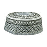 Black and Gray Men's Hard Embroidered Kufi Skull Cap Topi with Lotus Border - Hijaz