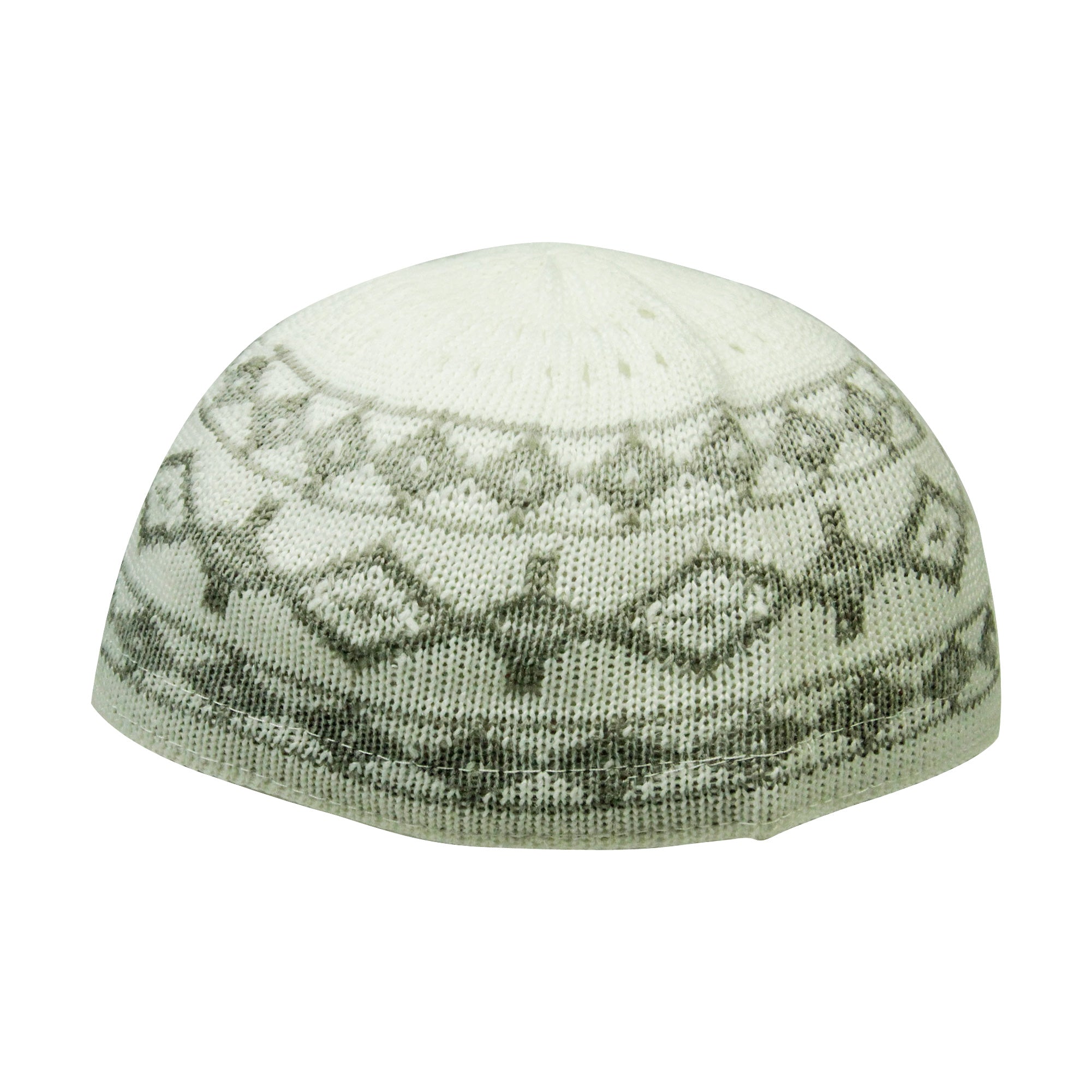 Warm Gray Stretchable Knit Kufi Beanie Skull Cap Topi with Diamond Designs - Hijaz
