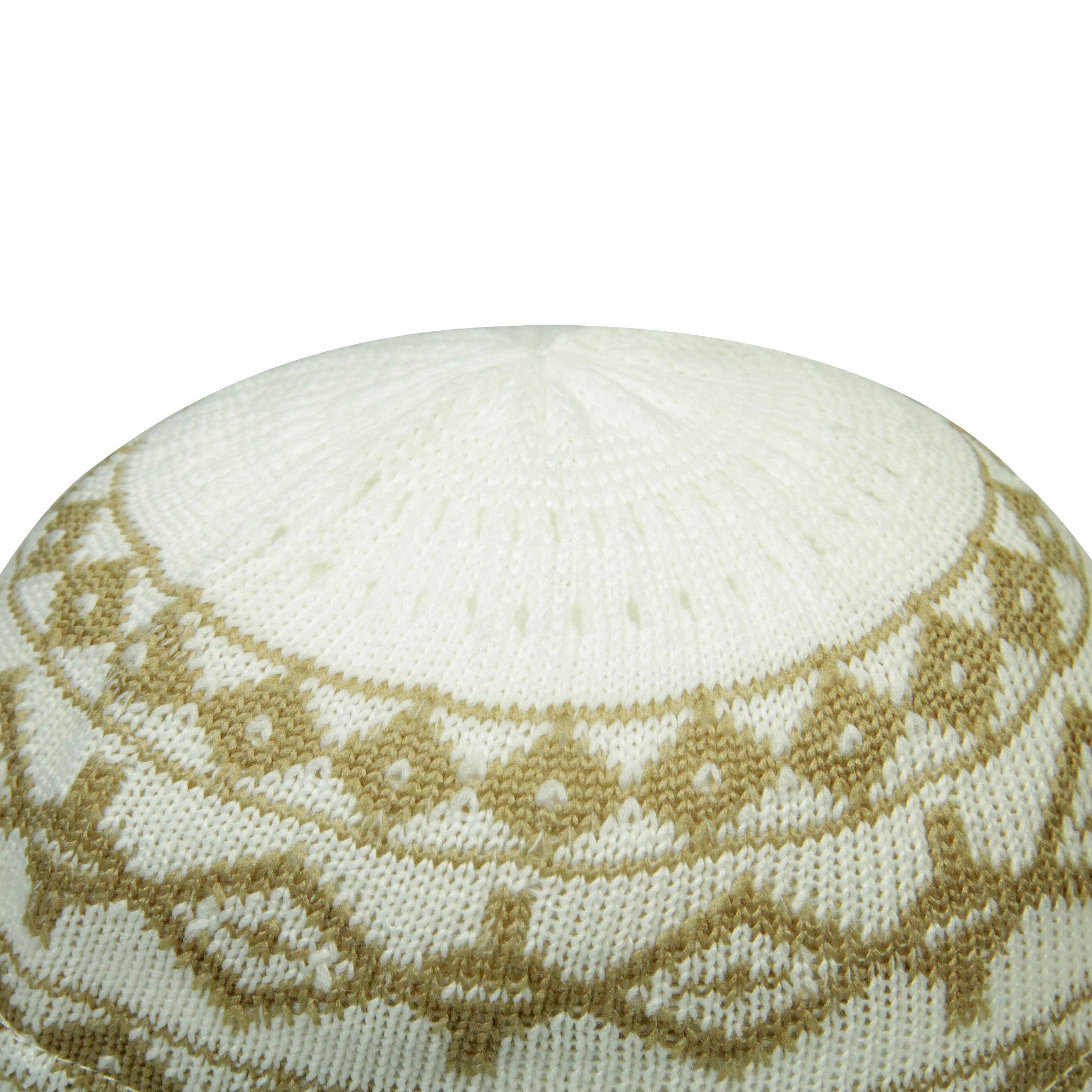 Brown Stretchable Knit Kufi Beanie Skull Cap Topi with Diamond Designs-21.5 - Hijaz