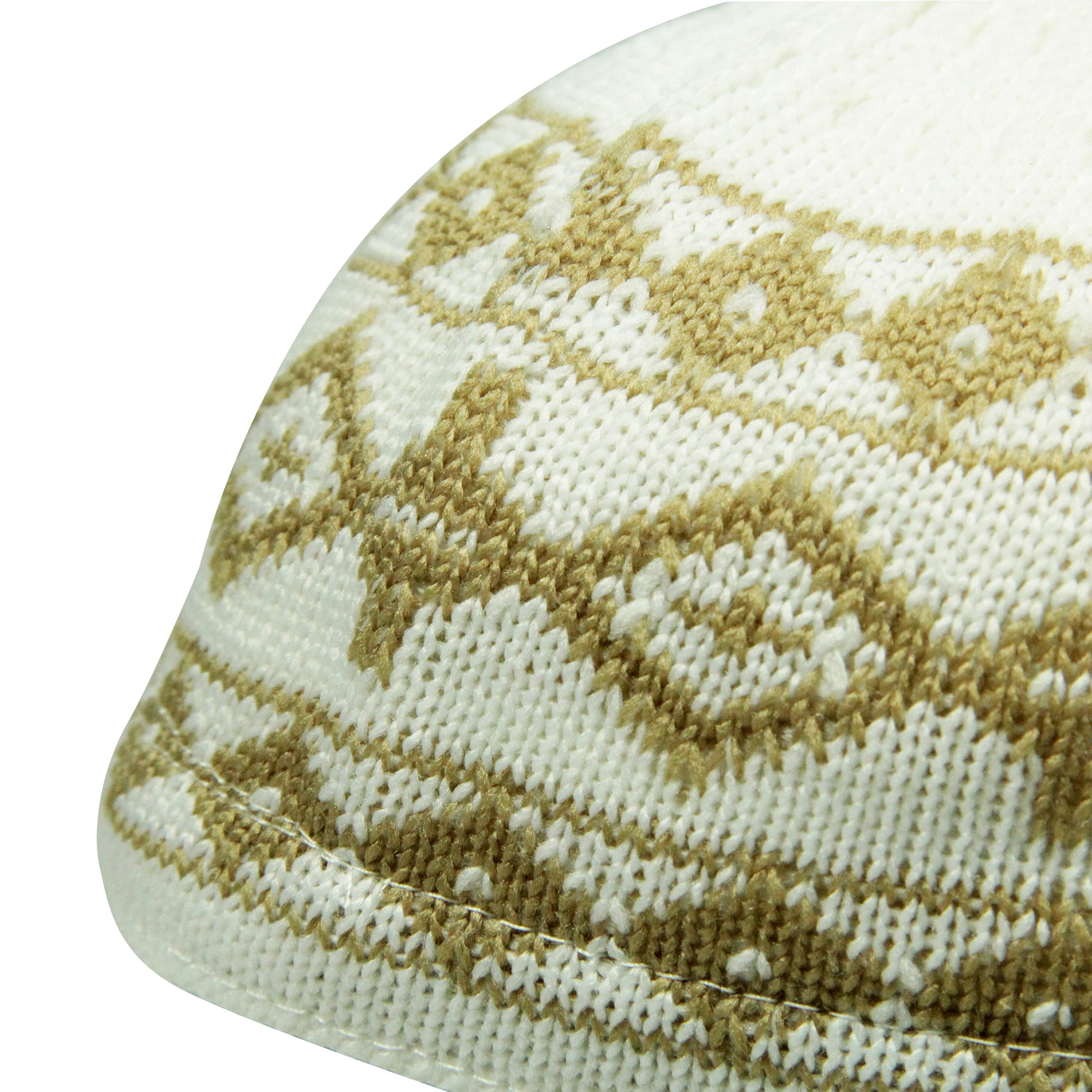 Brown Stretchable Knit Kufi Beanie Skull Cap Topi with Diamond Designs-21.5 - Hijaz