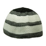 Black and White Stretchable Knit Kufi Beanie Skull Cap Topi Stripe Design-23 - Hijaz