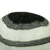 Black and White Stretchable Knit Kufi Beanie Skull Cap Topi Stripe Design-23 - Hijaz